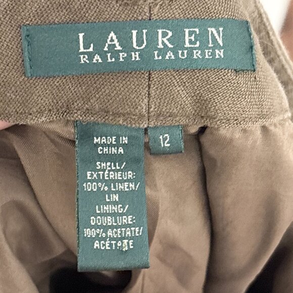 RALPH LAUREN 100% Linen Straight Leg Trouser Pants in Taupe Brown SZ 10 - Picture 6 of 8
